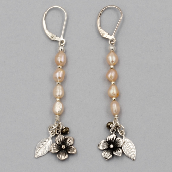 Beach City Vault Jewelry - Pearl Hibiscus Flower Earrings 925 Sterling Silver